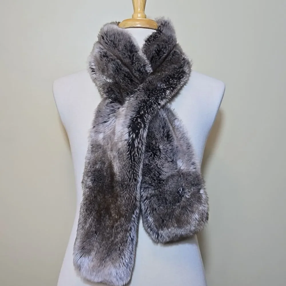 Faux Fur Stole‎ Scarf Holiday Restoration Hardware Brown Gray